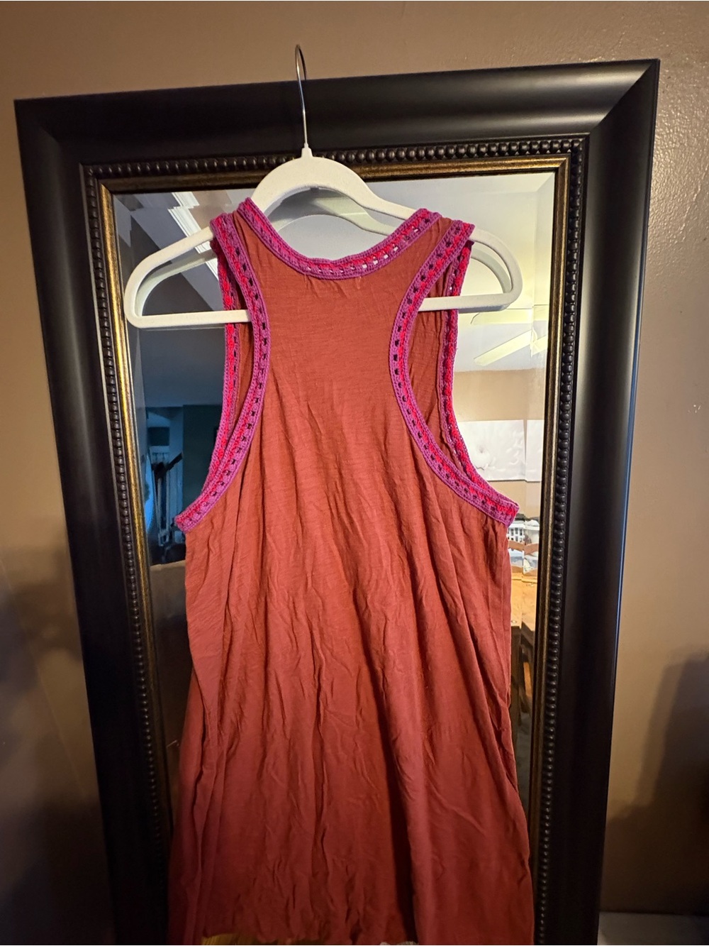 Natural Life Cotton Crochet Trim Tank Dress Rust NWT - Picture 5 of 10
